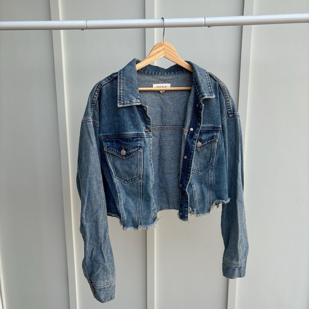 PacSun - Dark Blue Cropped Jean Jacket
